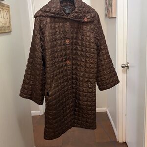 Tally Ho Women's Chocolate Brown Quilted Puffer Coat size M (over size)